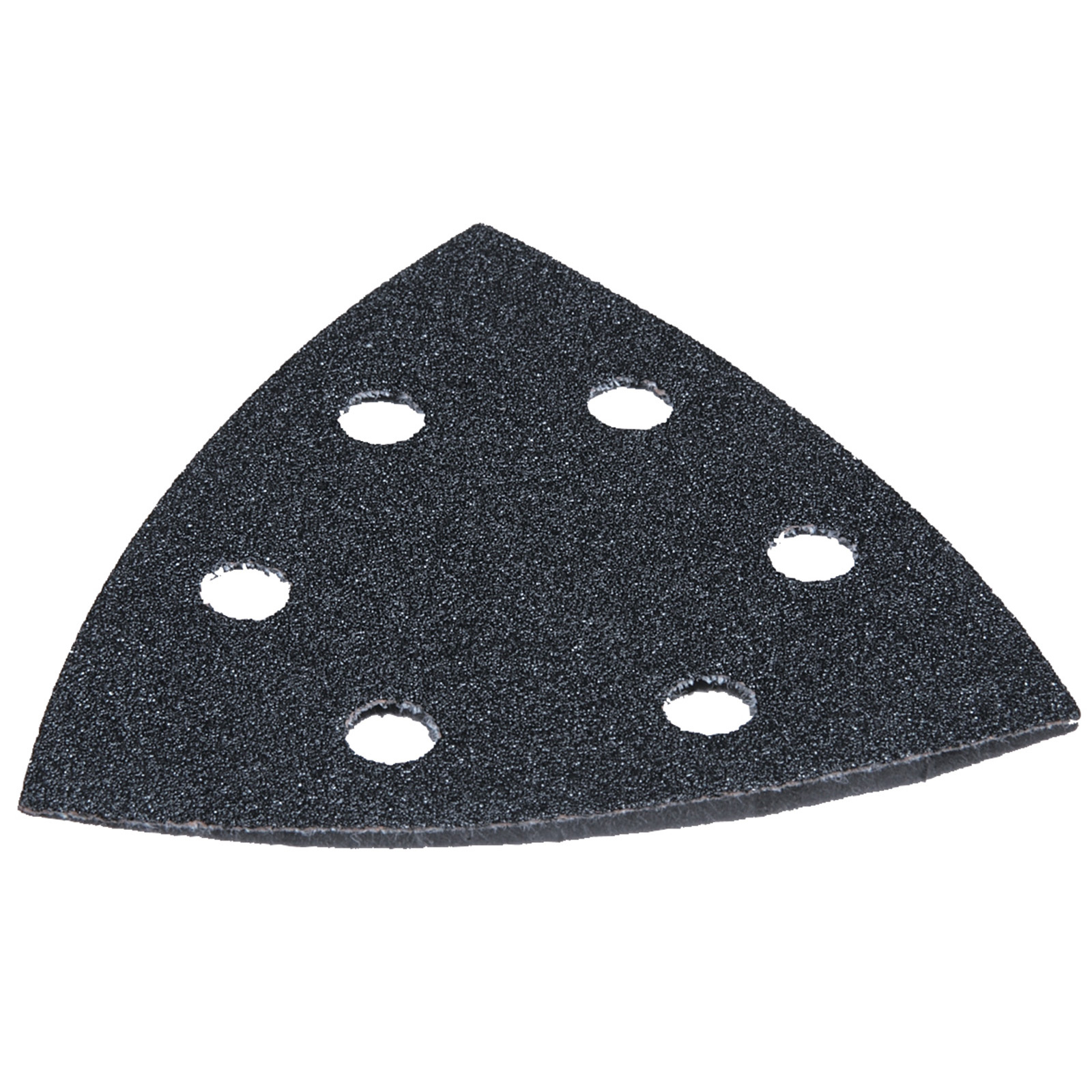Ein dreieckiges Schleifpapier mit sechs Löchern.