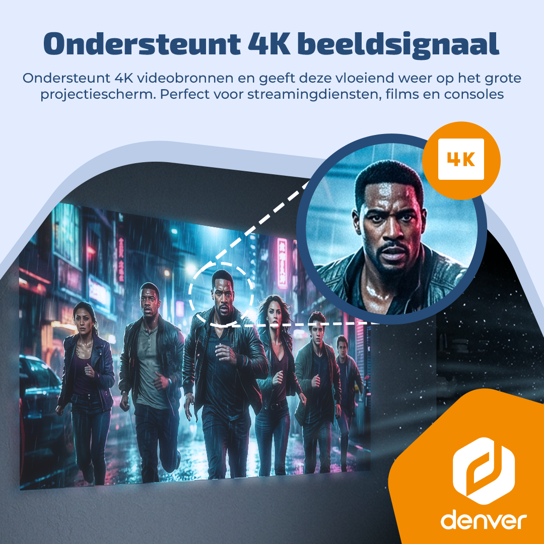 Groupe de personnes courant dans une ville pluvieuse. Gros plan d'un homme. Logo 4K.