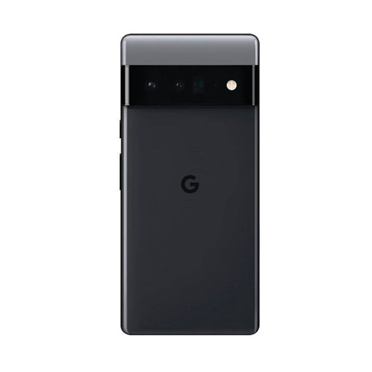 Dunkelgraues Google Pixel 6 Pro Smartphone von hinten mit Kamera-Leiste und Google-Logo.