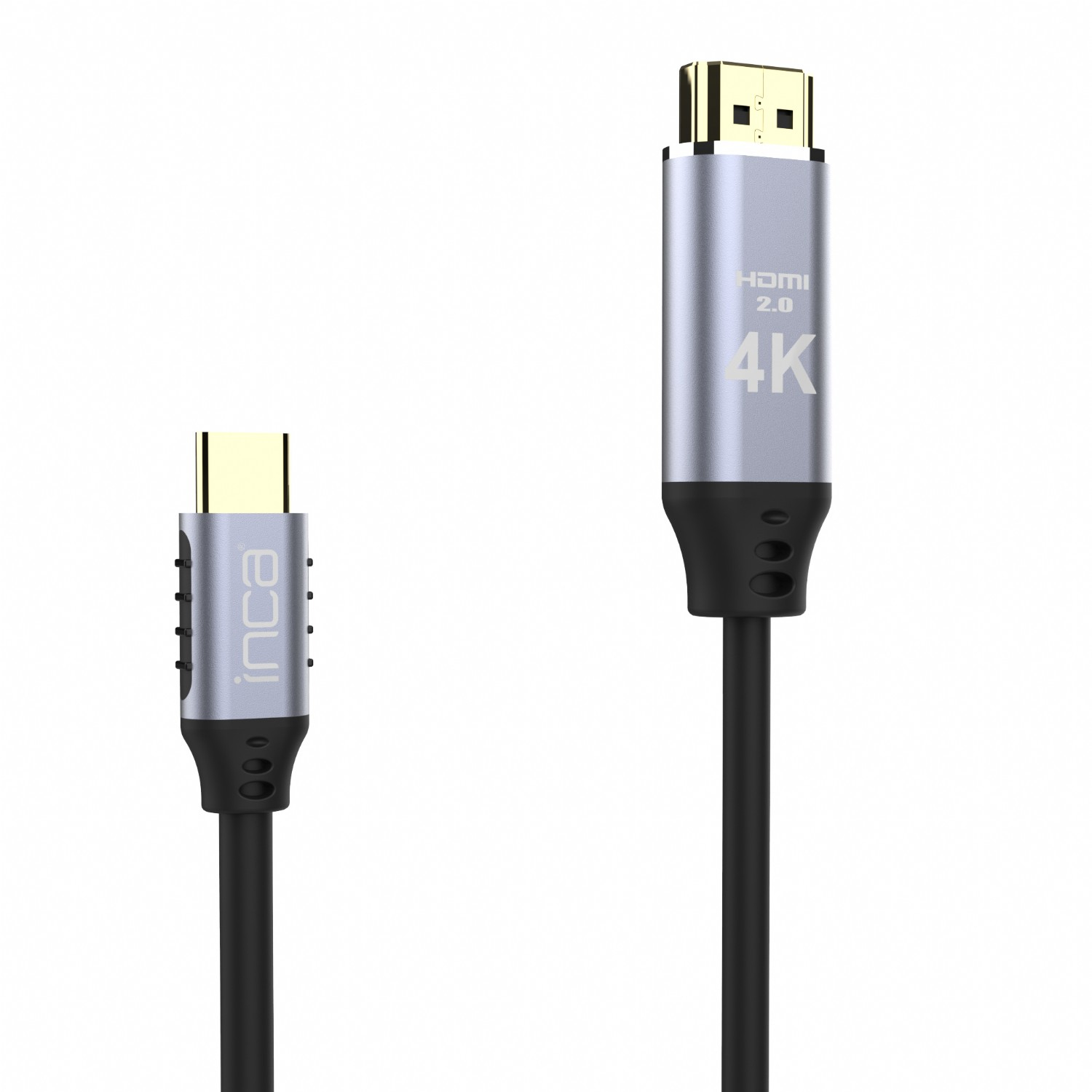 Beyaz arka planda iki HDMI kablosu.