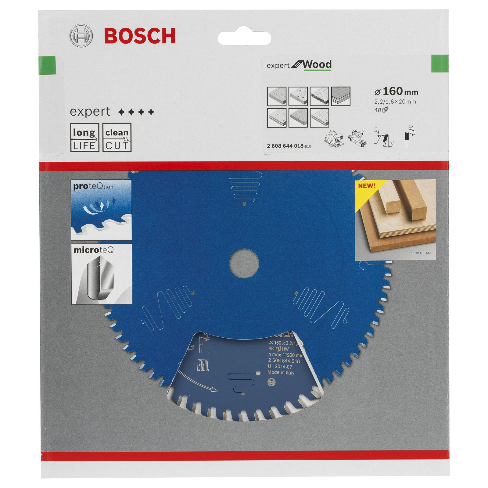 Bosch Kreissägeblatt, Ø 160 mm, für Holz, neu, mit Schutzhülle.