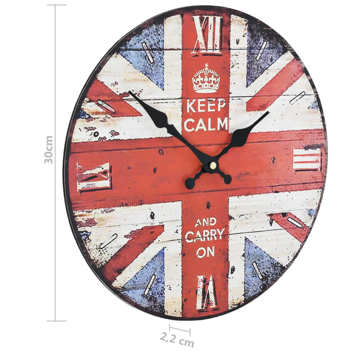 Runde Uhr mit britischer Flagge, 