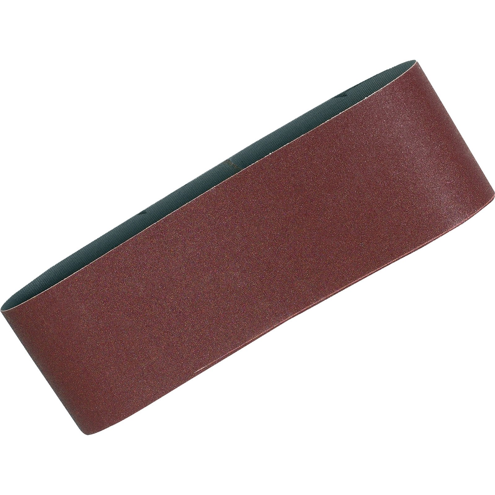 Ein roter Schleifband mit grüner Rückseite auf weißem Hintergrund.