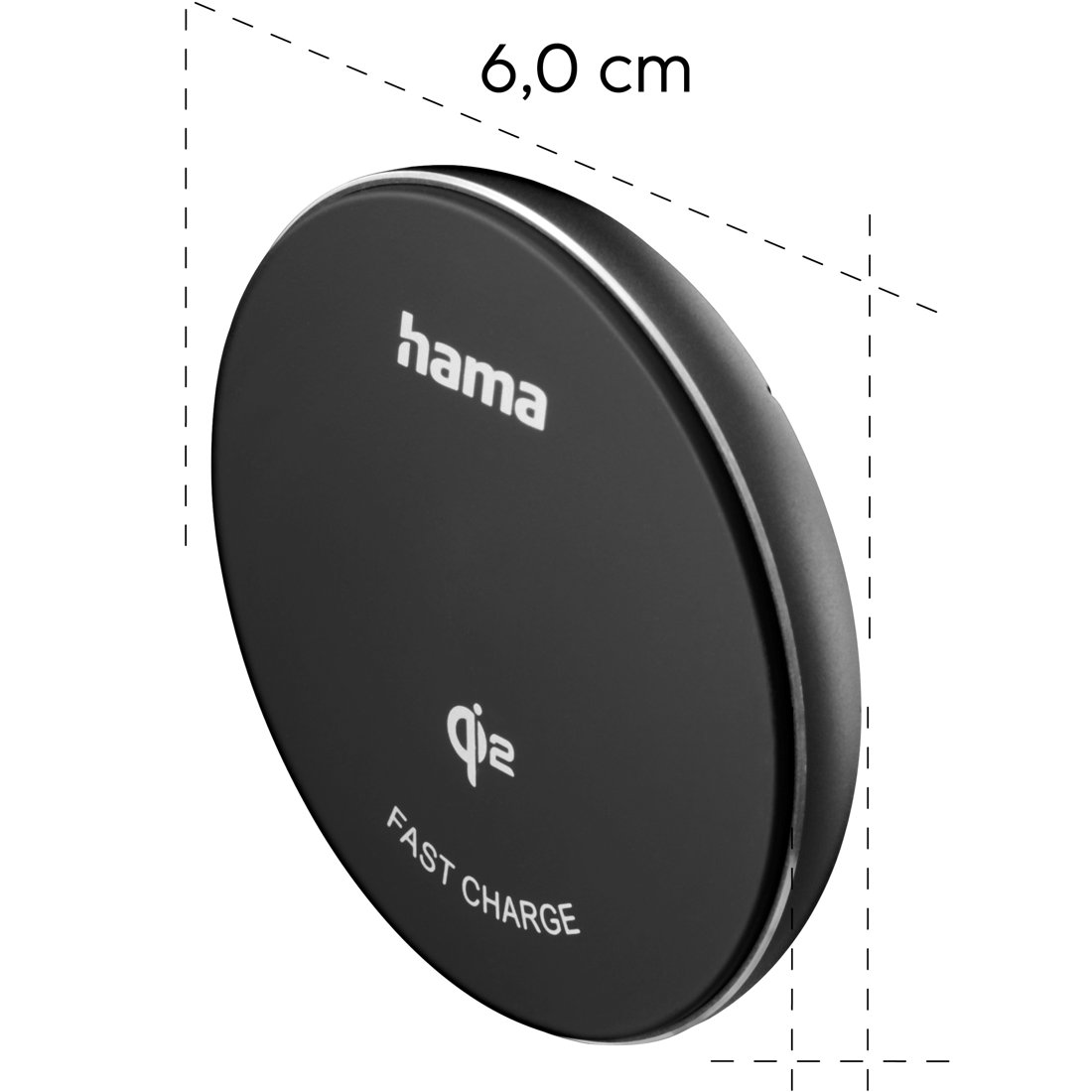 Disco di ricarica rapida Hama Qi nero, diametro 6,0 cm.