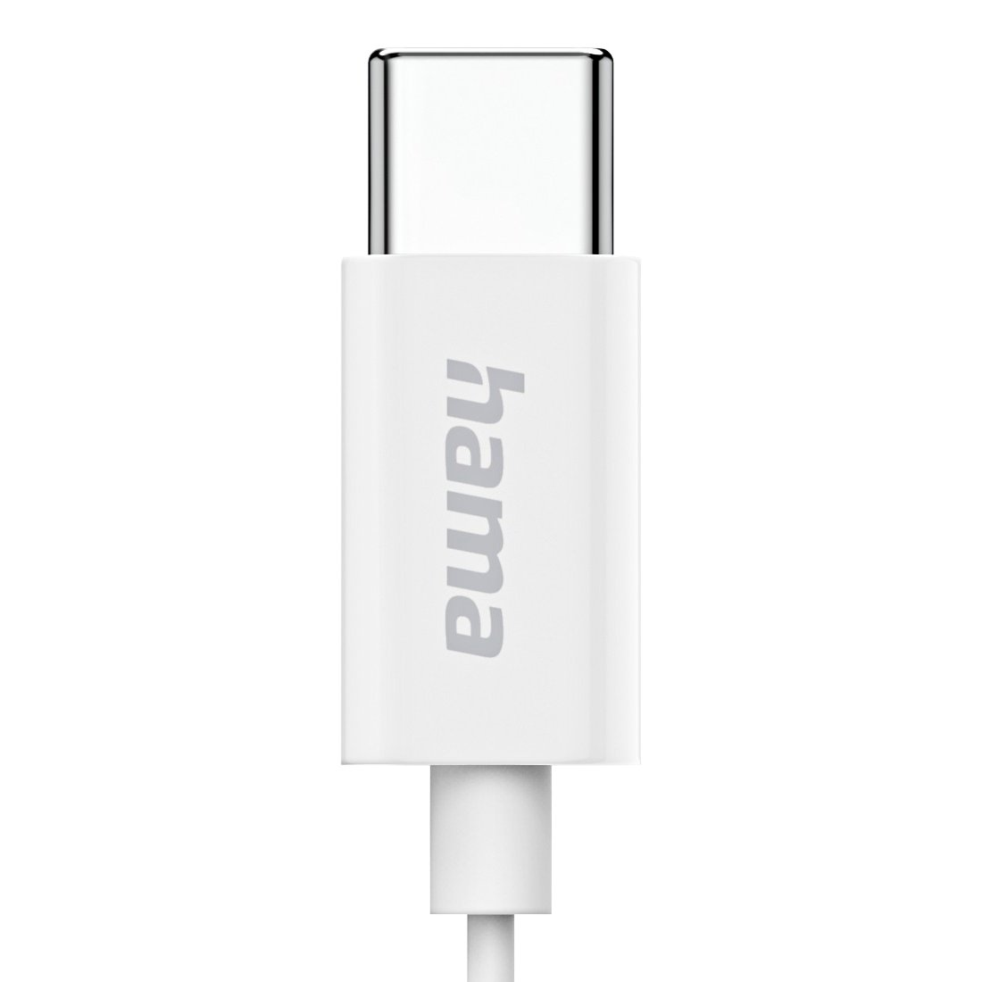 Białe złącze USB-C z logo Hama, na białym tle.