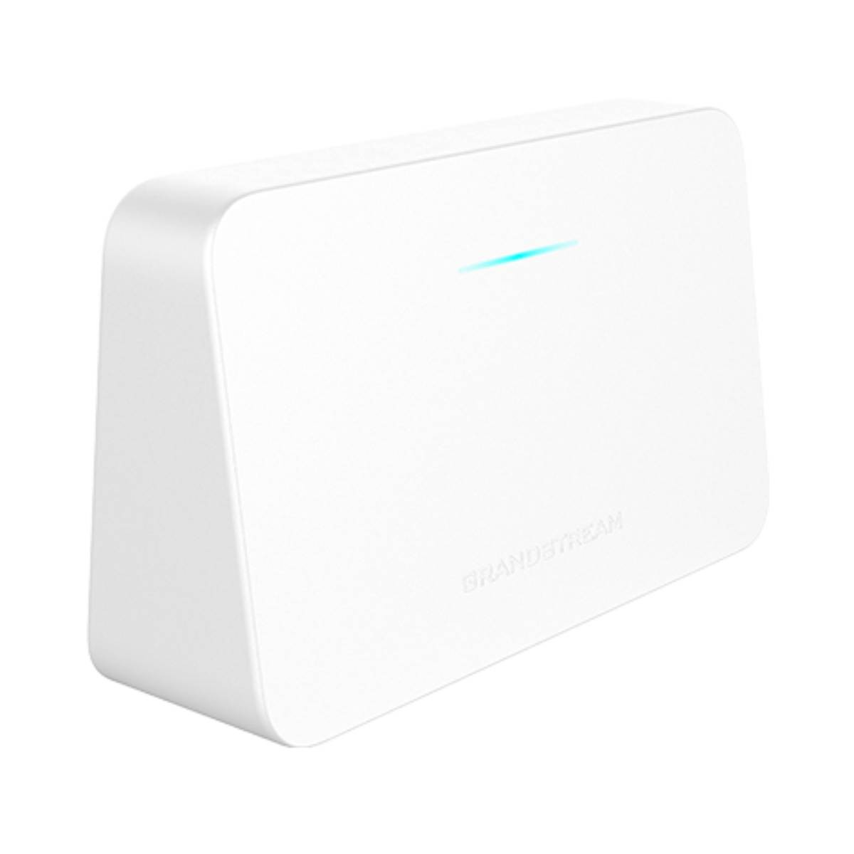 Un dispositivo Grandstream bianco con una striscia luminosa blu.