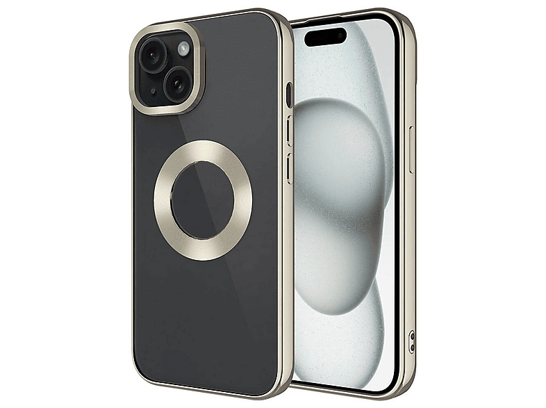 LOPARD iPhone 15 Plus Uyumlu Tek Kamera Çerçeveli Logo Gösteren Omega Kapak Telefon Kılıfı Titanyum