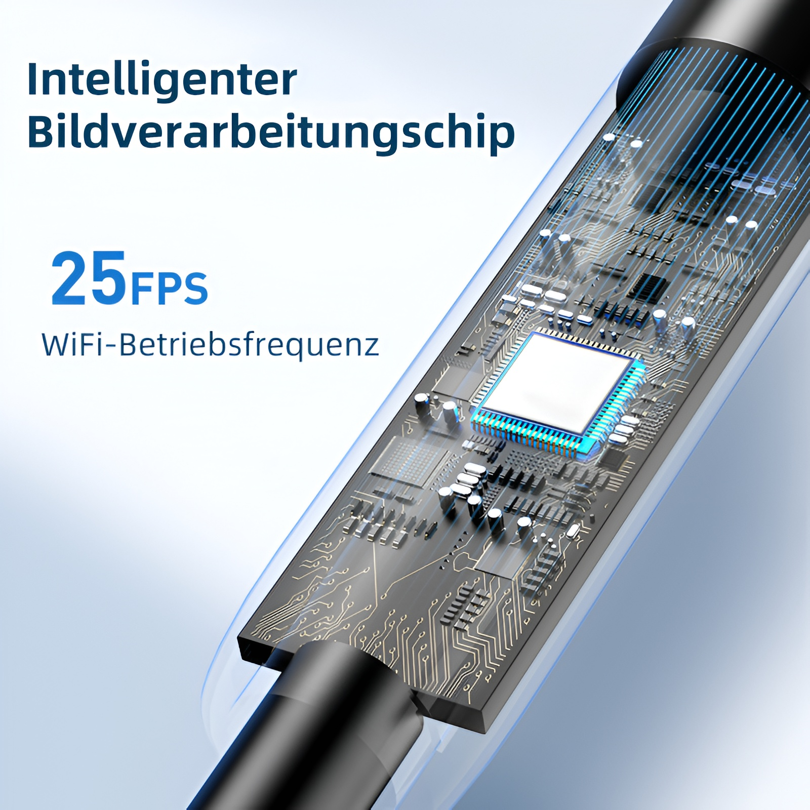Intelligenter Chip mit 25 FPS und WiFi-Betriebsfrequenz.