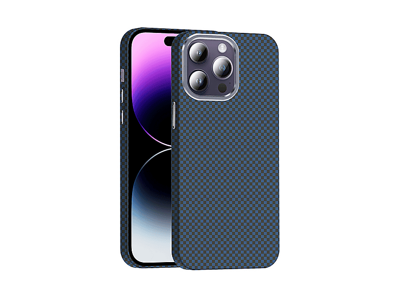LOPARD iPhone 14 Pro Max Uyumlu Mgsafe Şarj Özellikli Karbon Fiber Görünümlü Gros Kapak Telefon Kılıfı Lacivert