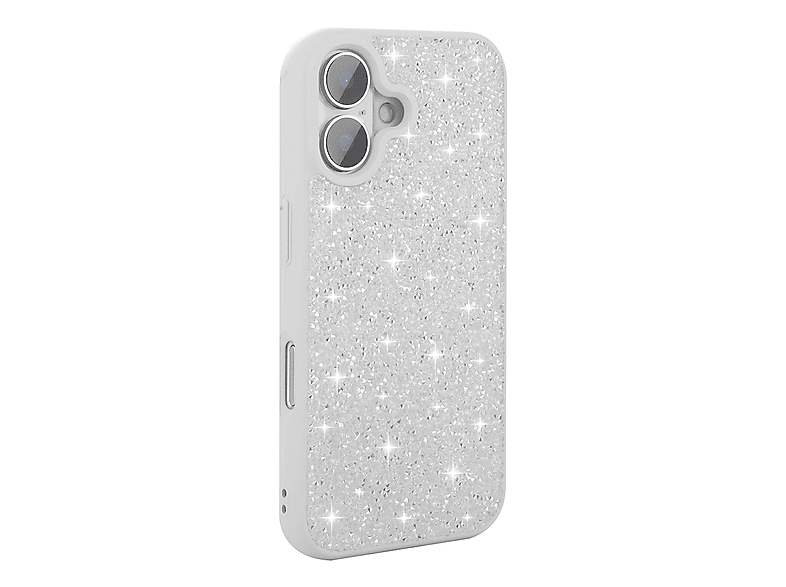 LOPARD iPhone 16 Uyumlu Parlak Taşlı Tasarım Pırlanta Kapak Telefon Kılıfı Beyaz