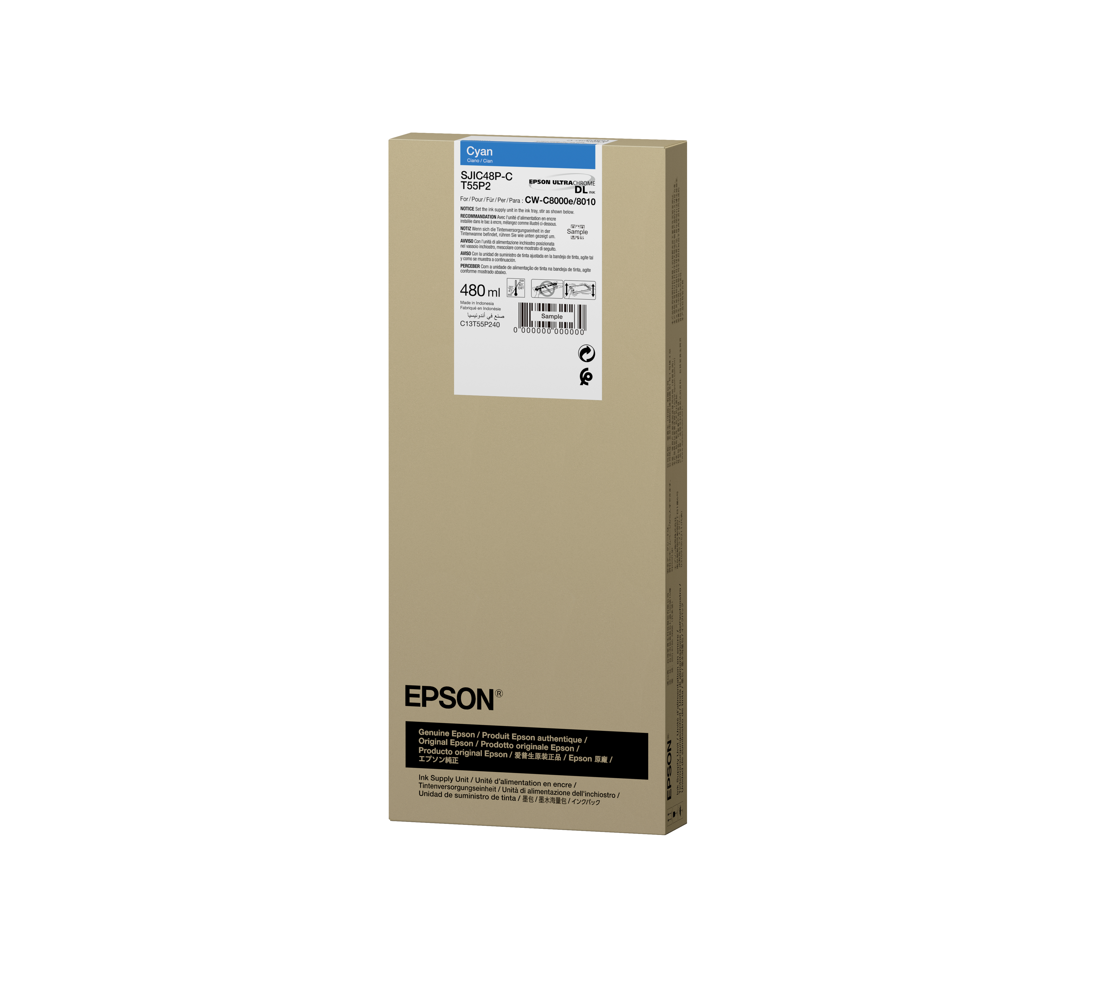 Jednostka zasilania tuszem Epson, kolor cyjan, model SJIC48P-C T55P2.