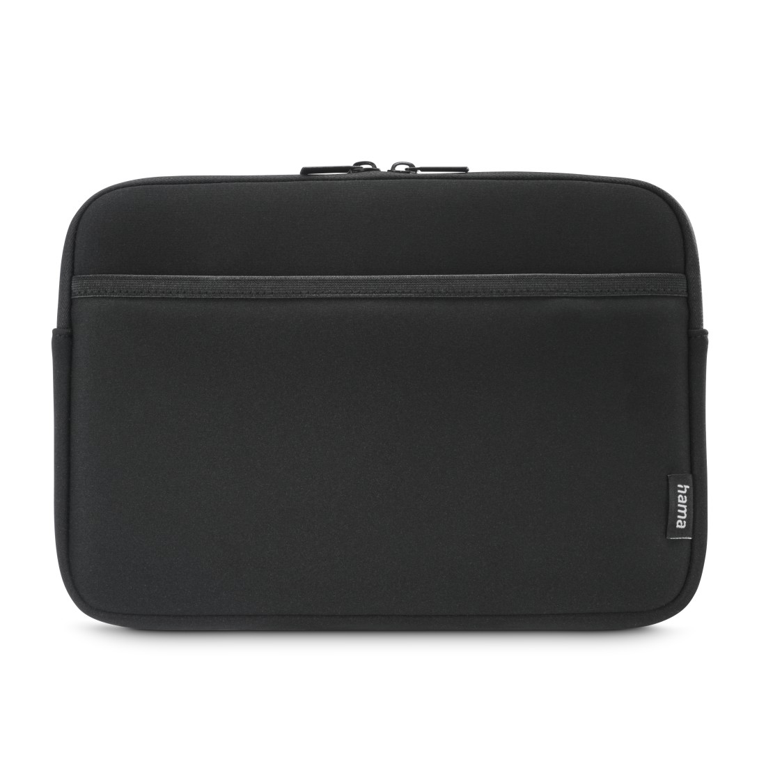Czarna torba na laptopa z zamkiem błyskawicznym i logo Hama.