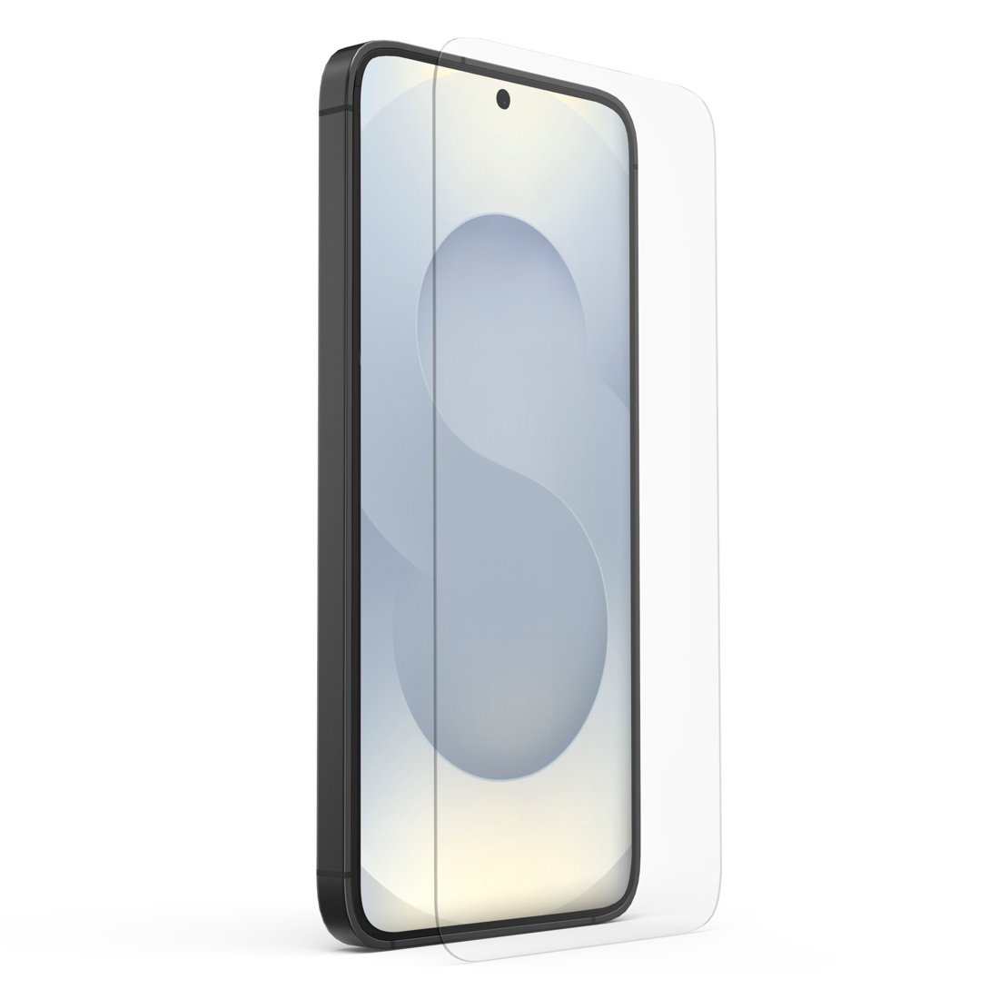 Uno smartphone con protezione schermo trasparente.