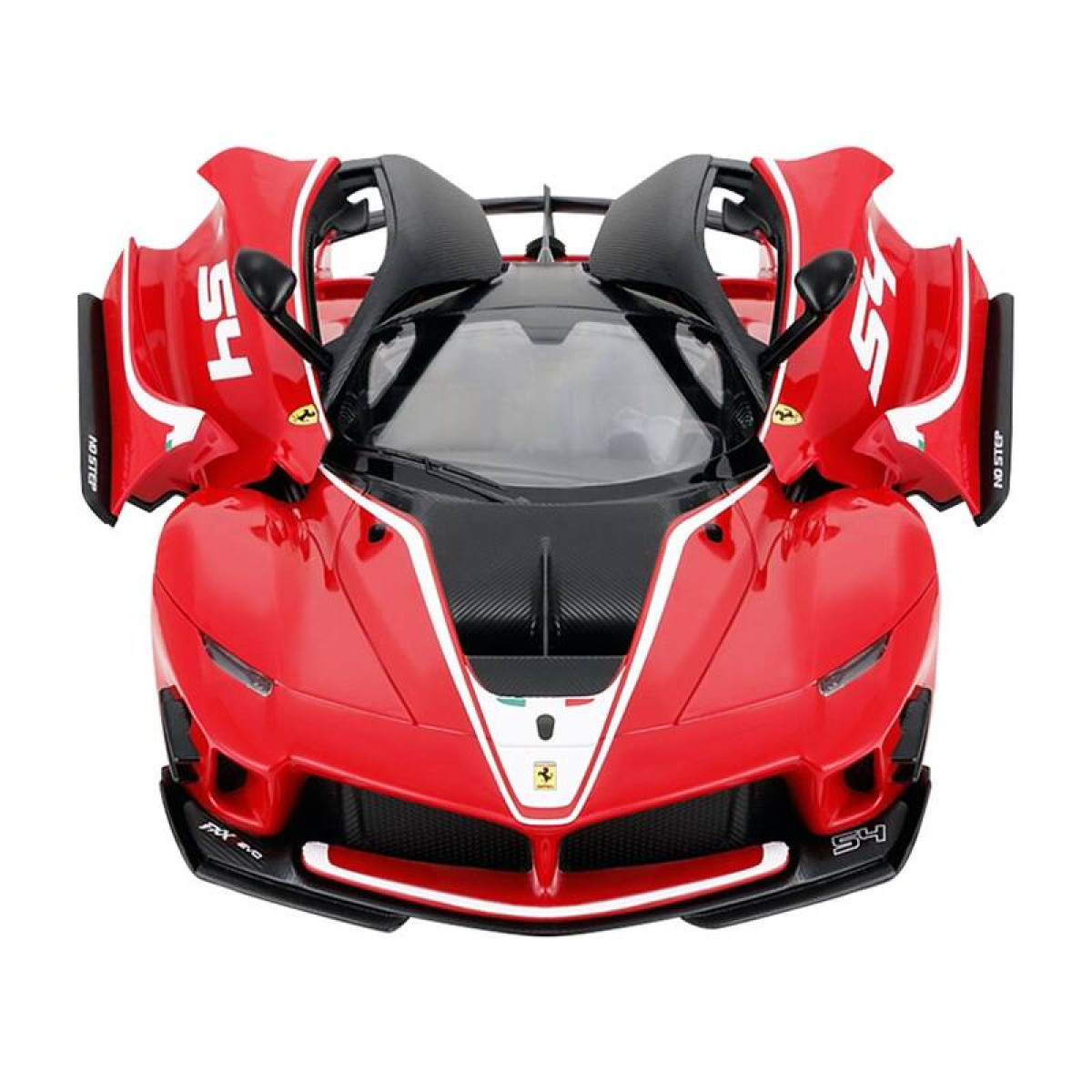 Czerwony Ferrari z otwartymi drzwiami, numer 54.