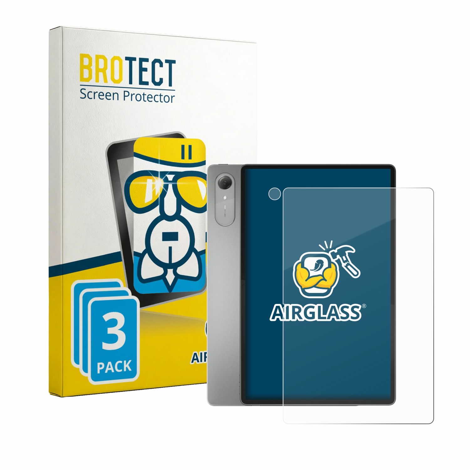 BROTECT Displayschutzfolien-Packung mit Tablet und Schutzfolie.