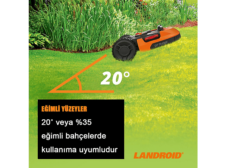 WORX WR155E 20 Volt 5.0Ah. 22 cm Landroid Tam Otonom Kömürsüz Çim