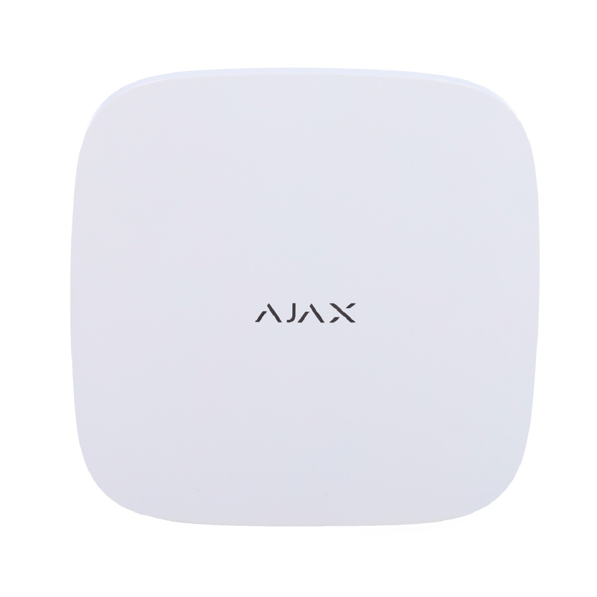 Un dispositivo bianco quadrato con angoli arrotondati e il logo AJX.