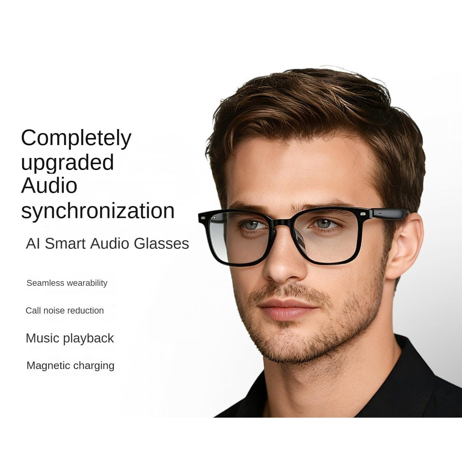 Mann mit Brille, Text über Audio-Synchronisation und Funktionen.