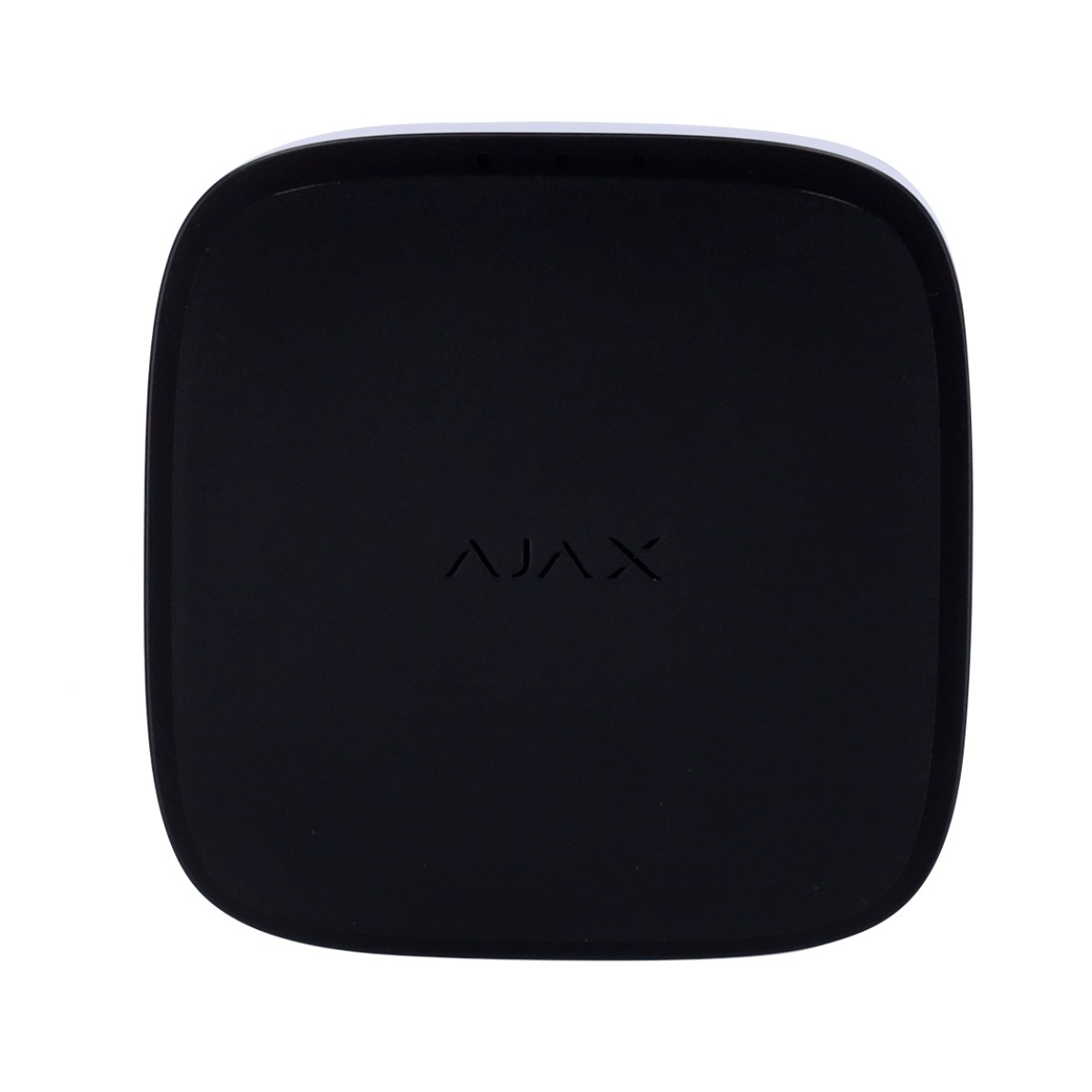 Dispositivo quadrato nero Ajax con angoli arrotondati, design pulito.