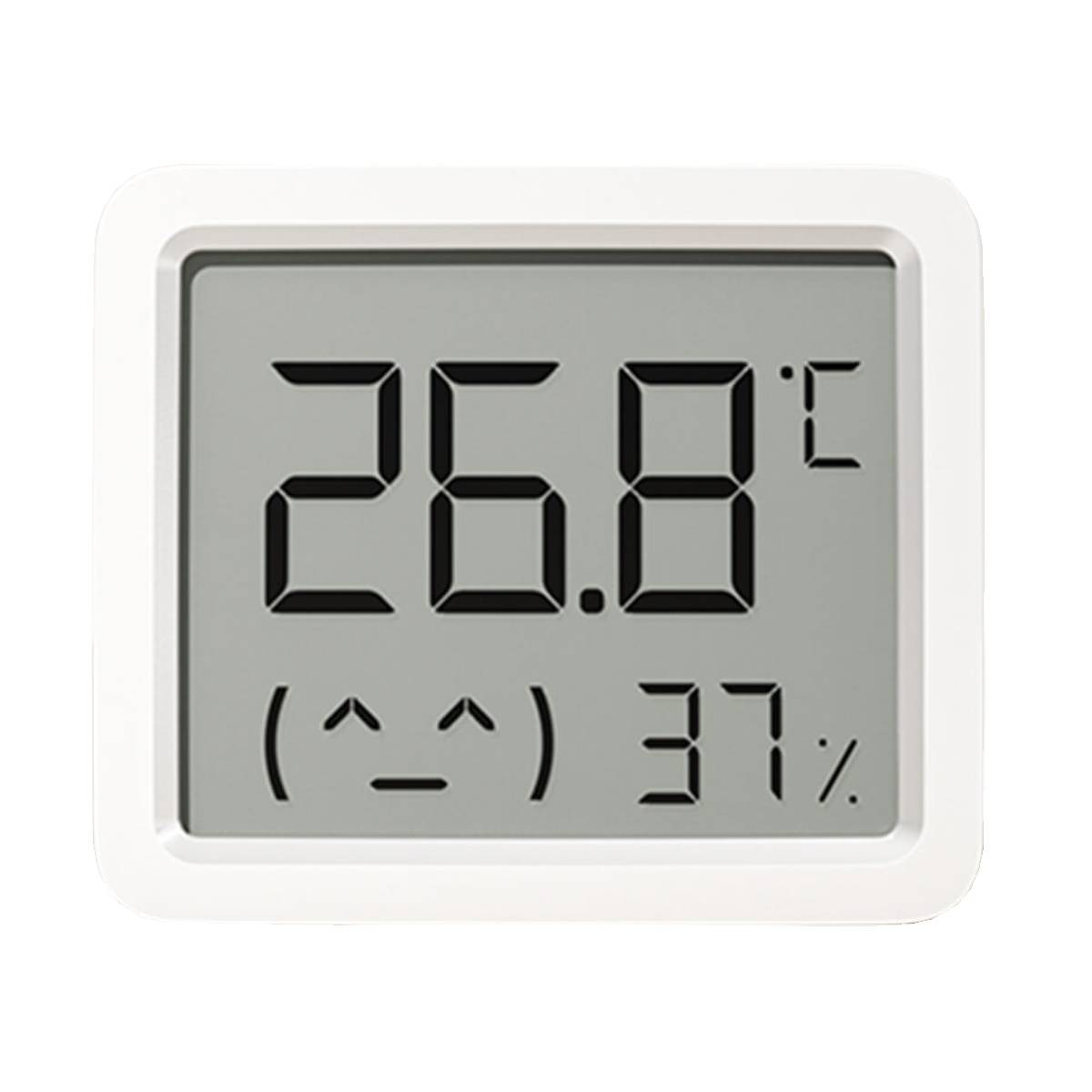 Un termometro digitale bianco mostra 26,8°C e 37% di umidità.