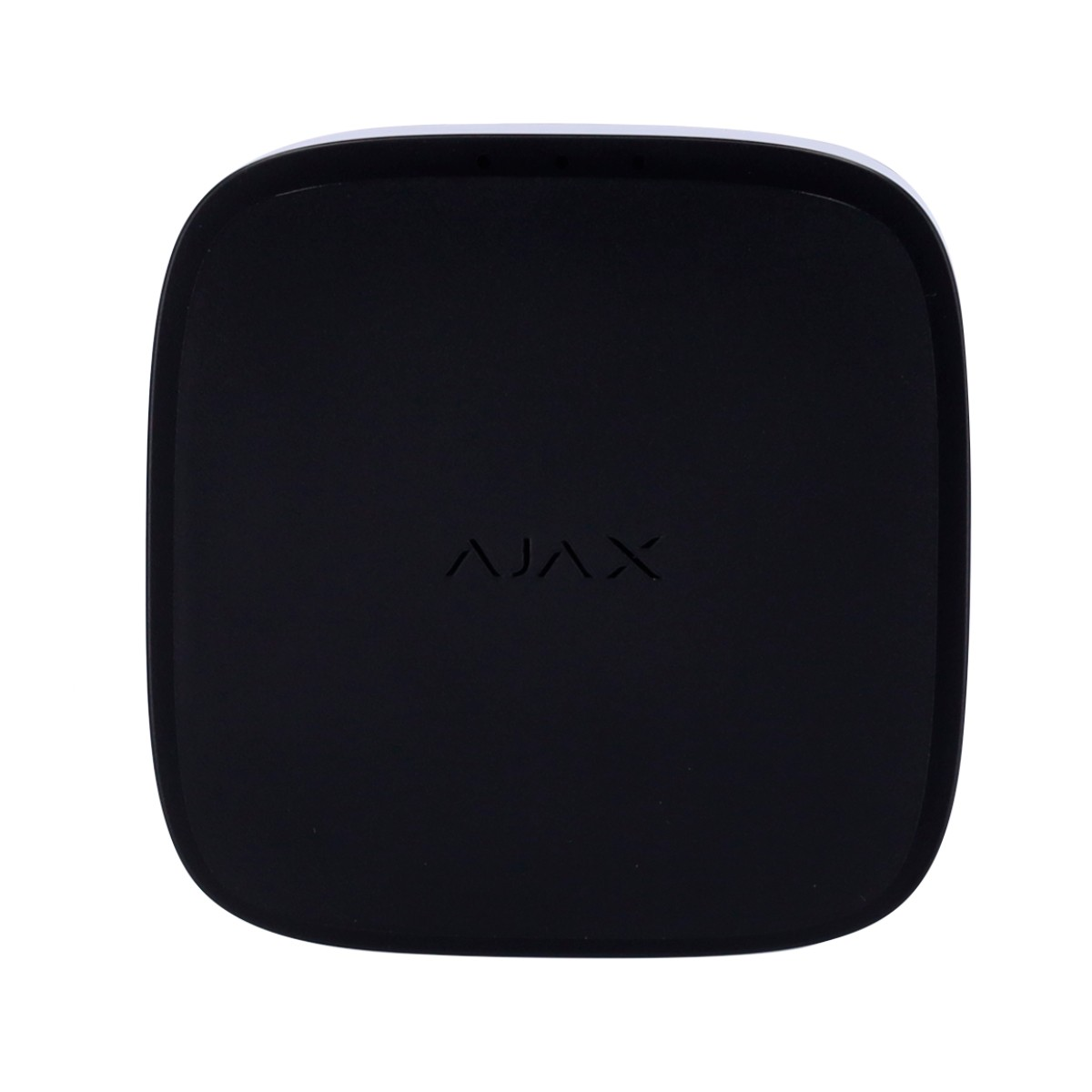 Un dispositivo cuadrado negro con esquinas redondeadas y el logo de AJAX.