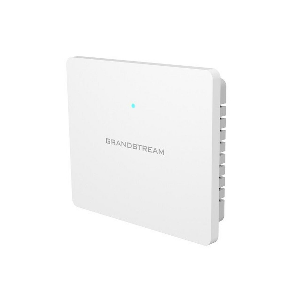 Un dispositivo Grandstream bianco con una luce blu in alto.