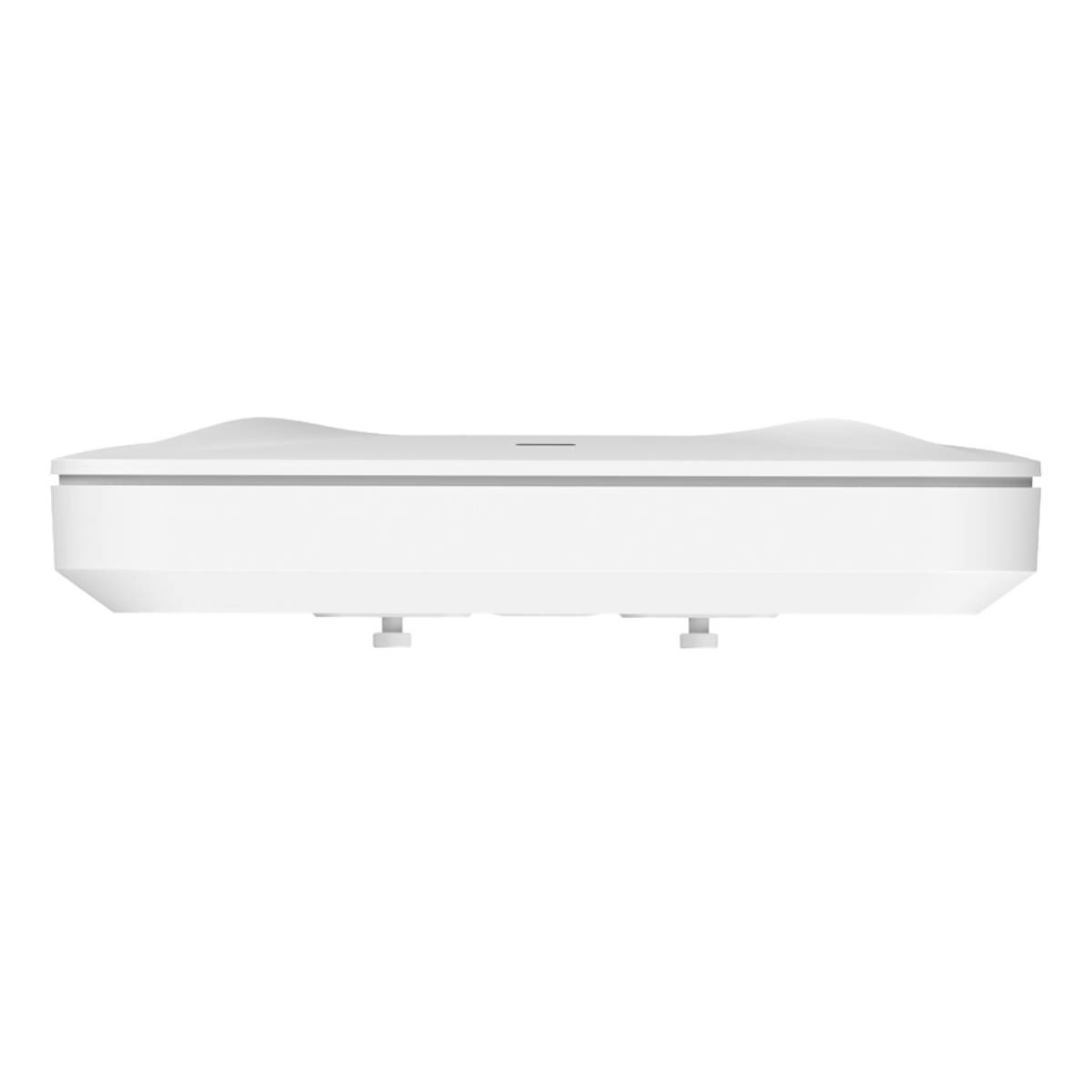 Un dispositivo bianco e rettangolare con angoli arrotondati e una superficie superiore ondulata.