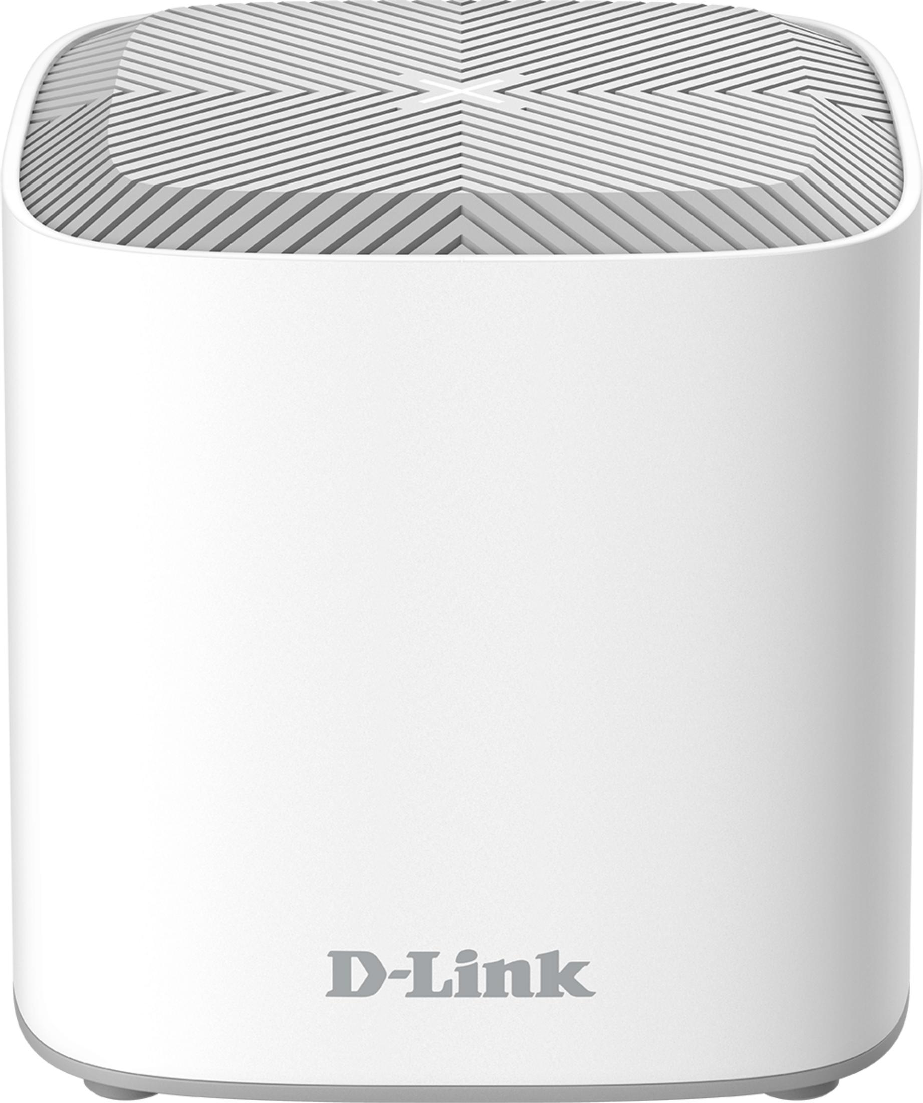 Biały router D-Link z geometrycznym wzorem na górnej powierzchni.