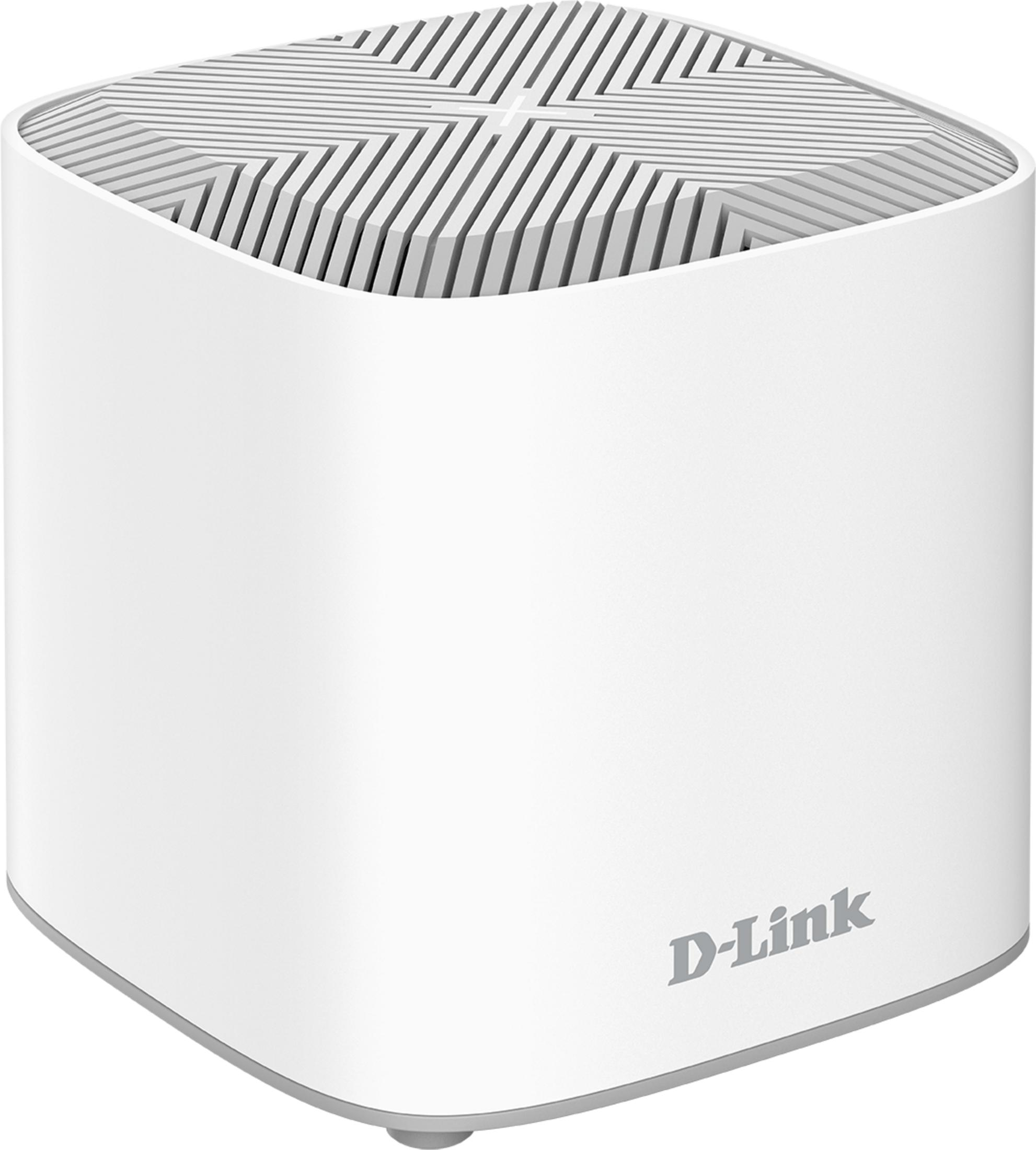 Biały router D-Link z rowkowanym wzorem na górze.