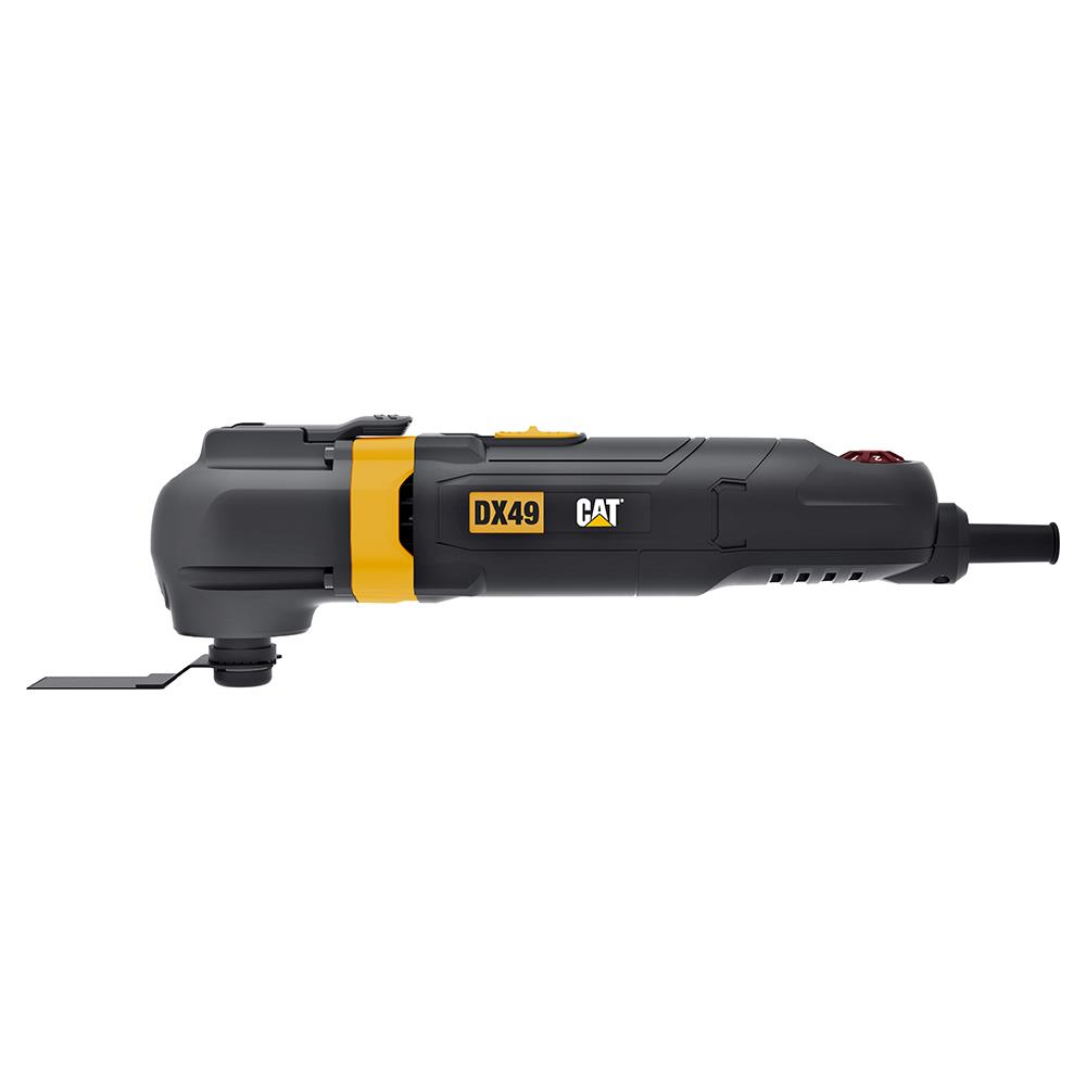 Beyaz arka planda siyah ve sarı CAT çok amaçlı salınımlı alet, model DX49.
