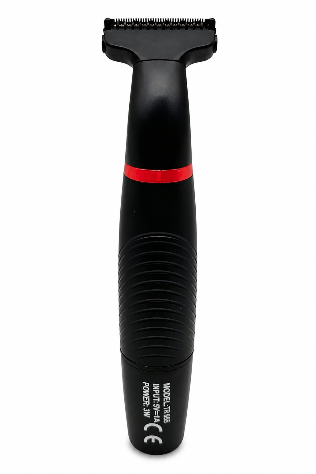 Kırmızı bantlı siyah elektrikli tüy dökücü, CE işareti. Model TR 655.