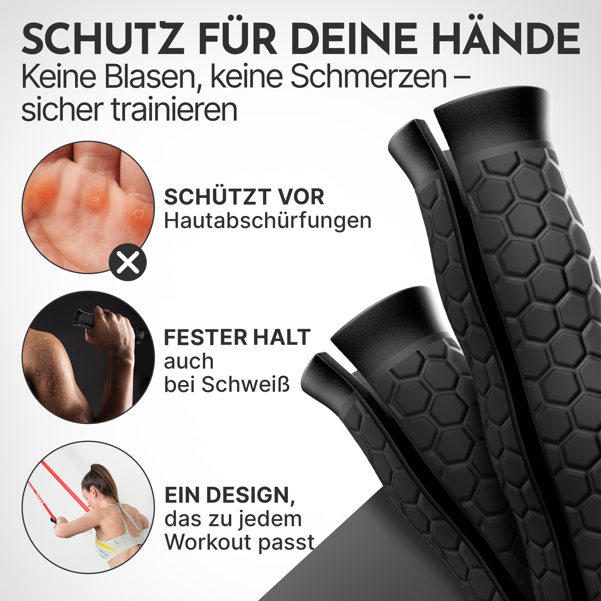 Schutz für Hände: Verhindert Blasen, Hautabschürfungen & bietet Halt bei Schweiß.