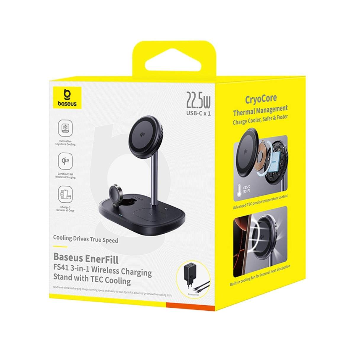 Baseus Baseus supporto di ricarica 3 in 1 con raffreddamento TEC, carica 3 dispositivi.