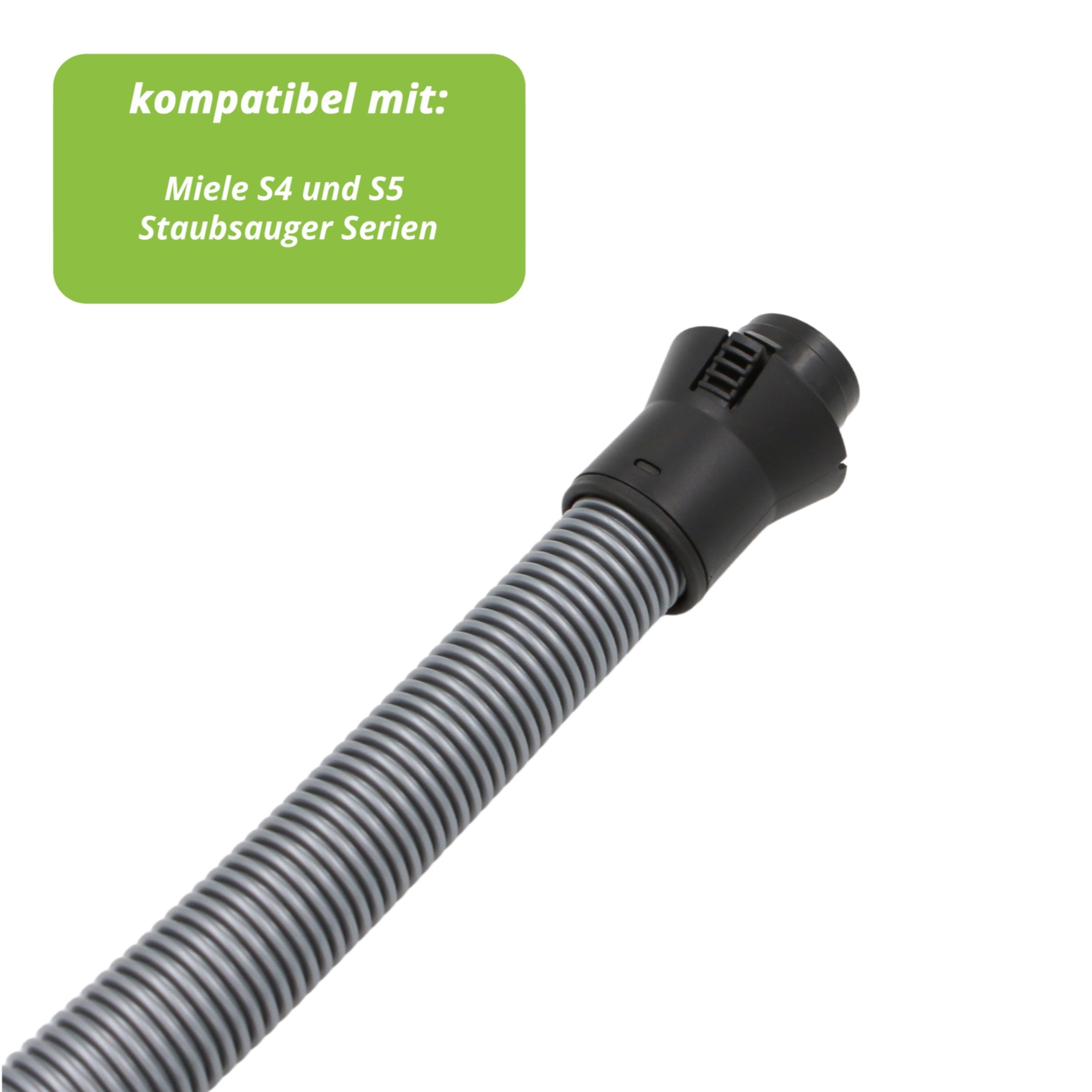 Grauer Staubsaugerschlauch mit schwarzem Anschluss, kompatibel mit Miele S4/S5.