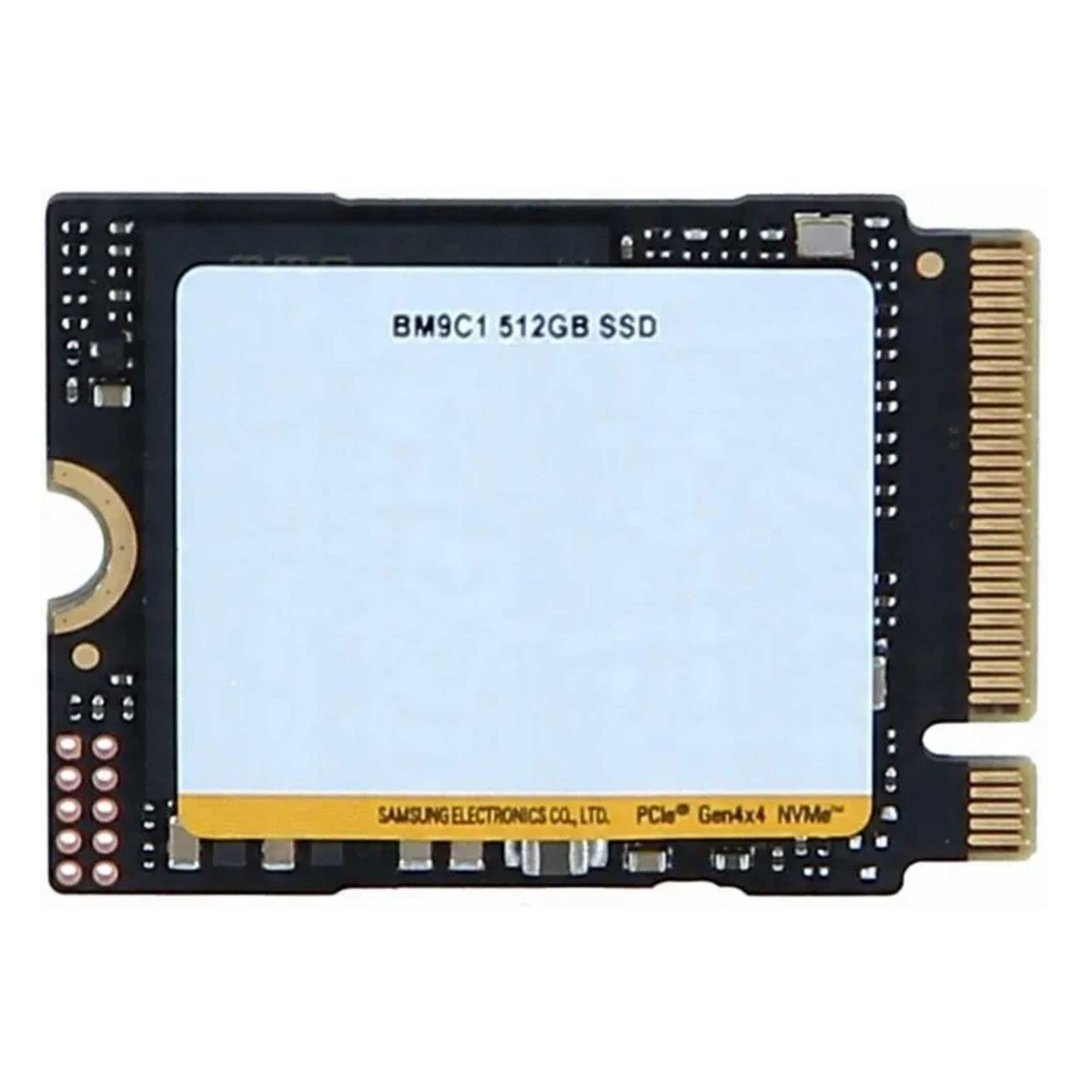 Siyah M.2 SSD soğutucu ve altın konektörlere sahip. Model BM9C1.