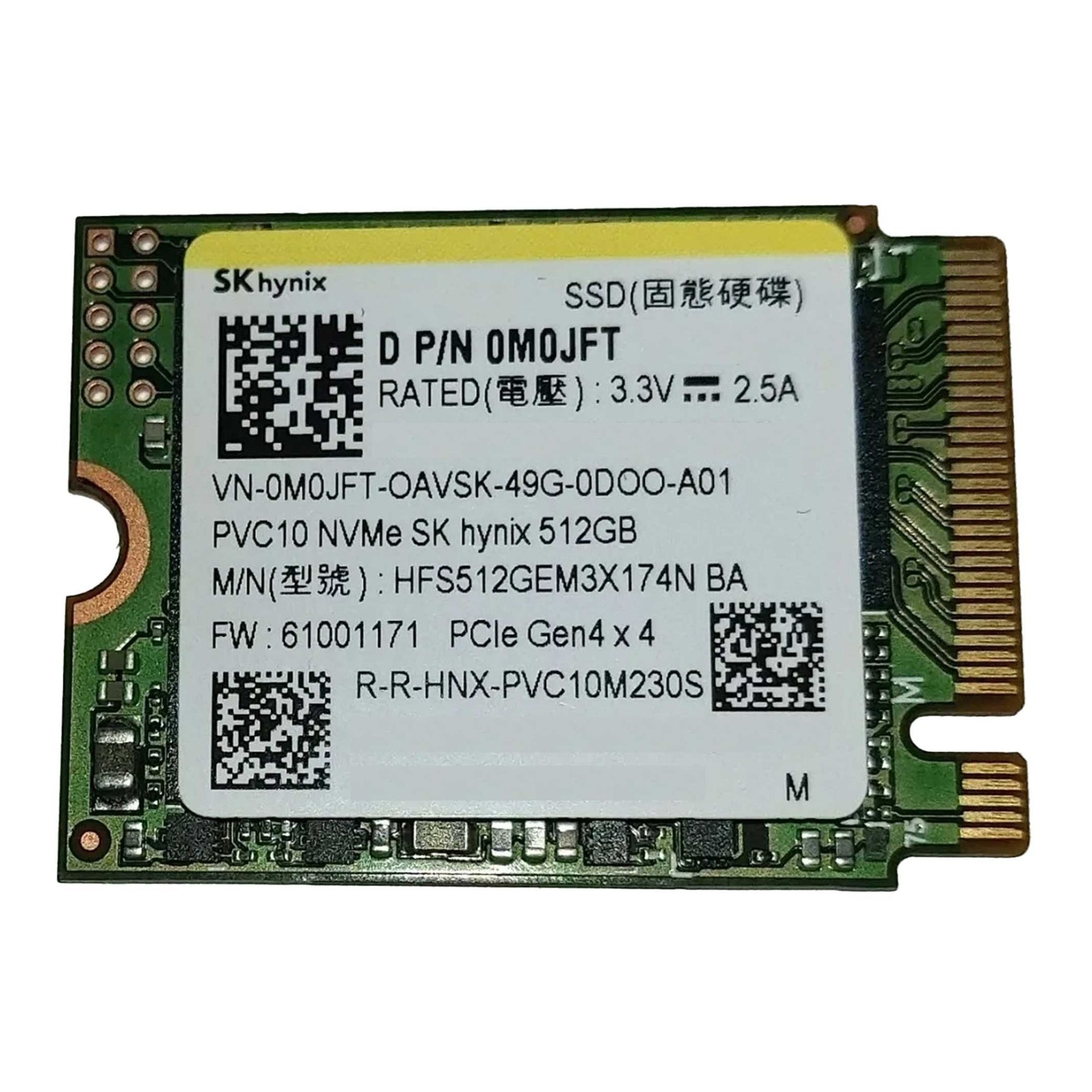 SKhynix SSD OMOJFT, 512GB, M.2 NVMe PCIe Gen4 x4. Detaylı etiket.