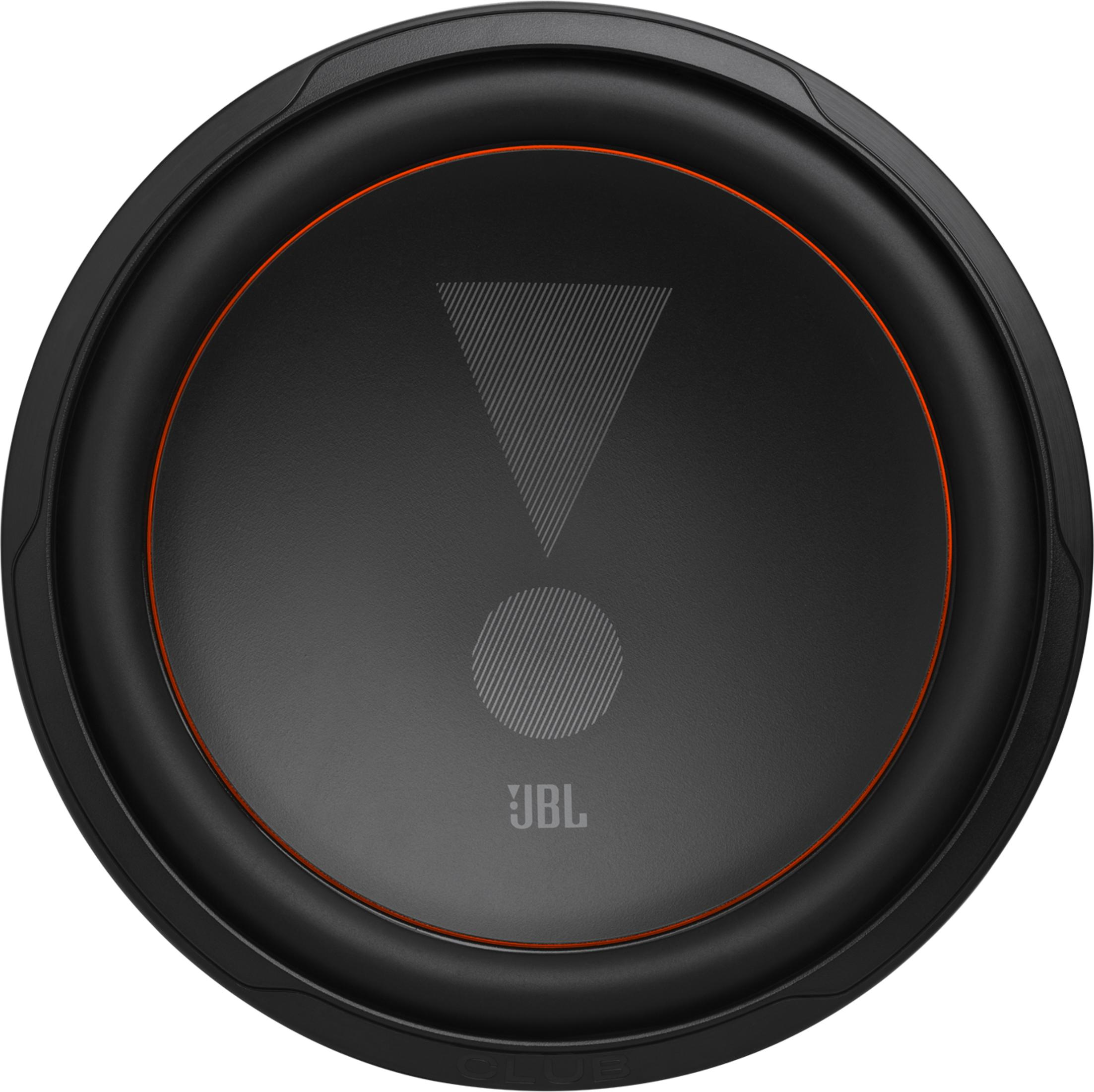 Subwoofer nero con finitura arancione e logo JBL.