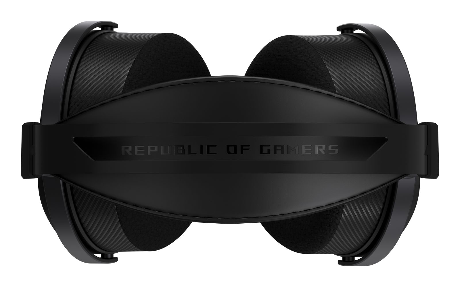 Schwarzer Gaming-Kopfhörer mit gepolstertem Bügel und der Aufschrift "REPUBLIC OF GAMERS".