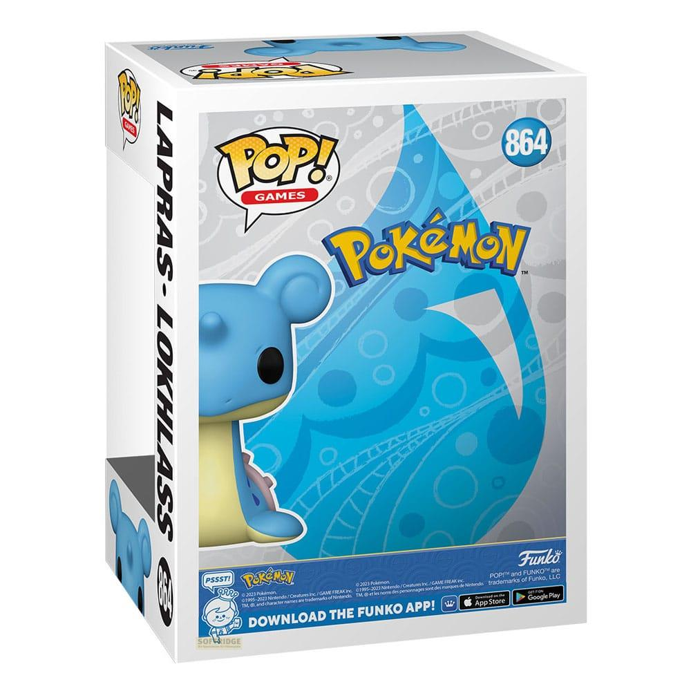 Caja de una figura de Lapras azul, con el logo de Pokémon y el número 864.