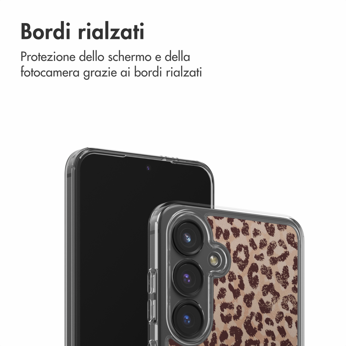 Une coque de téléphone imprimé léopard sur un smartphone.