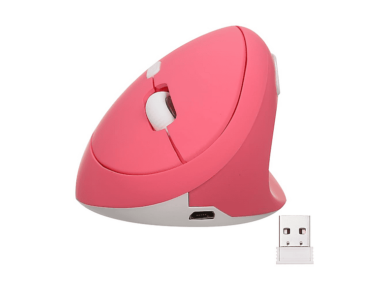 VALKYRIE Y08 Dikey 2.4G Sessiz Şarjlı 6 Tuşlu Vertical 1600DPI 400 mAh Kablosuz Mouse Pembe