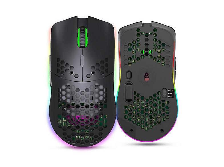 VALKYRIE Petek Tasarım Şarjlı RGB Aydınlatmalı 3200 DPI Ultra Hafif Kablosuz Gaming Mouse Siyah