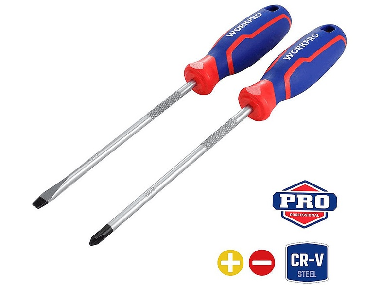 WORKPRO WP200503 2 Parça Profesyonel CR-V Manyetik Tornavida Seti
