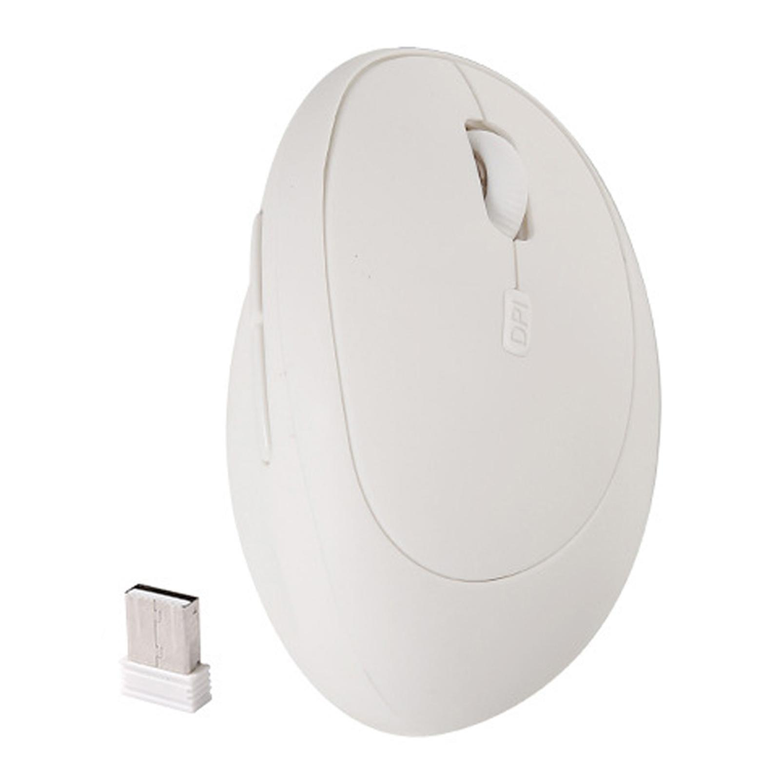 Beyaz dikey fare, beyaz arka planda USB alıcısıyla.