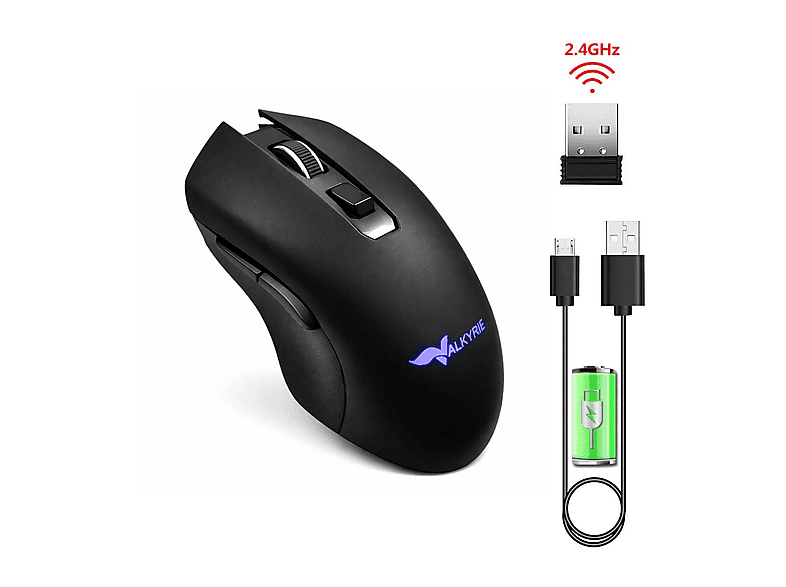 VALKYRIE 6 Tuşlu Şarjlı Sessiz 2400 DPI Kablosuz Gaming Mouse Siyah