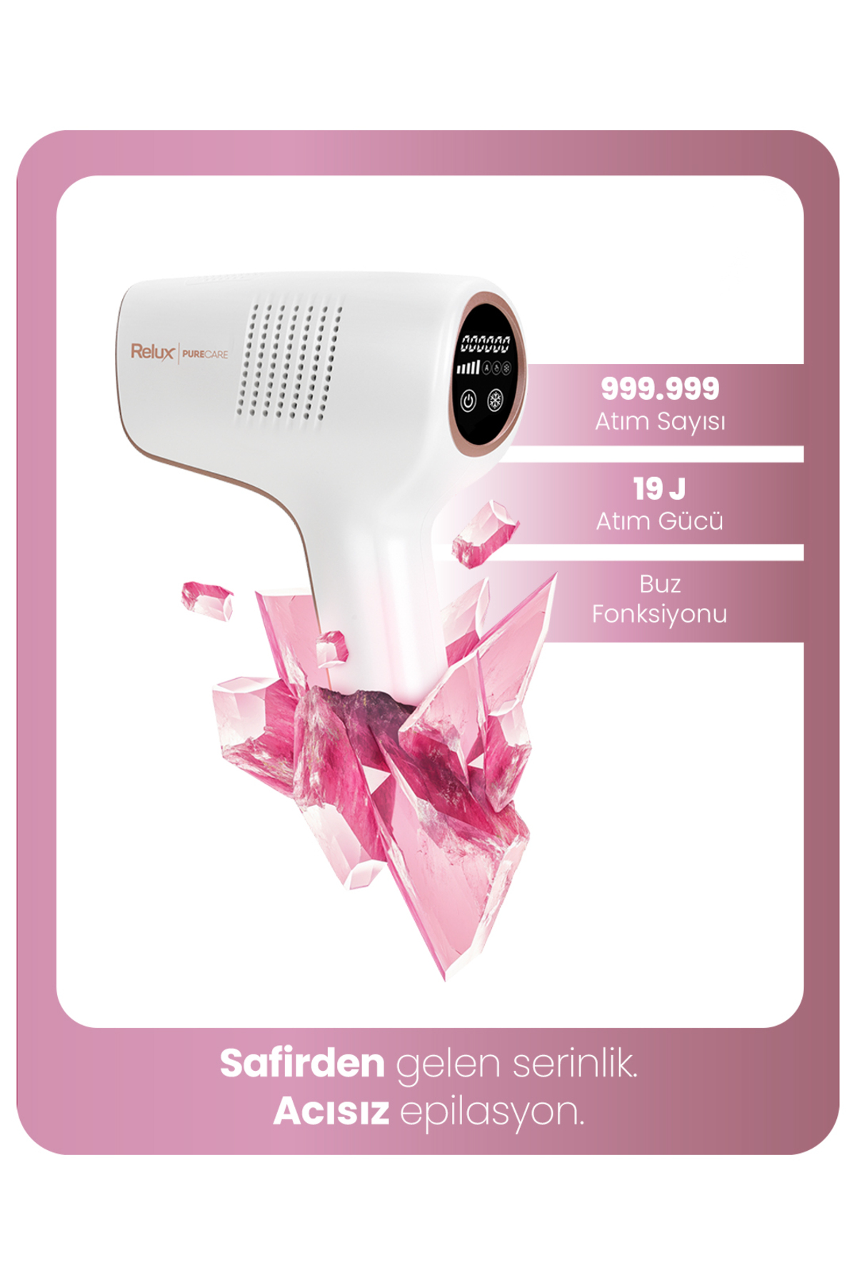 RELUX IPL9650 SapphireCool PureCare 1.000.000 Atım IPL Lazer Epilasyon Cihazı Pembe