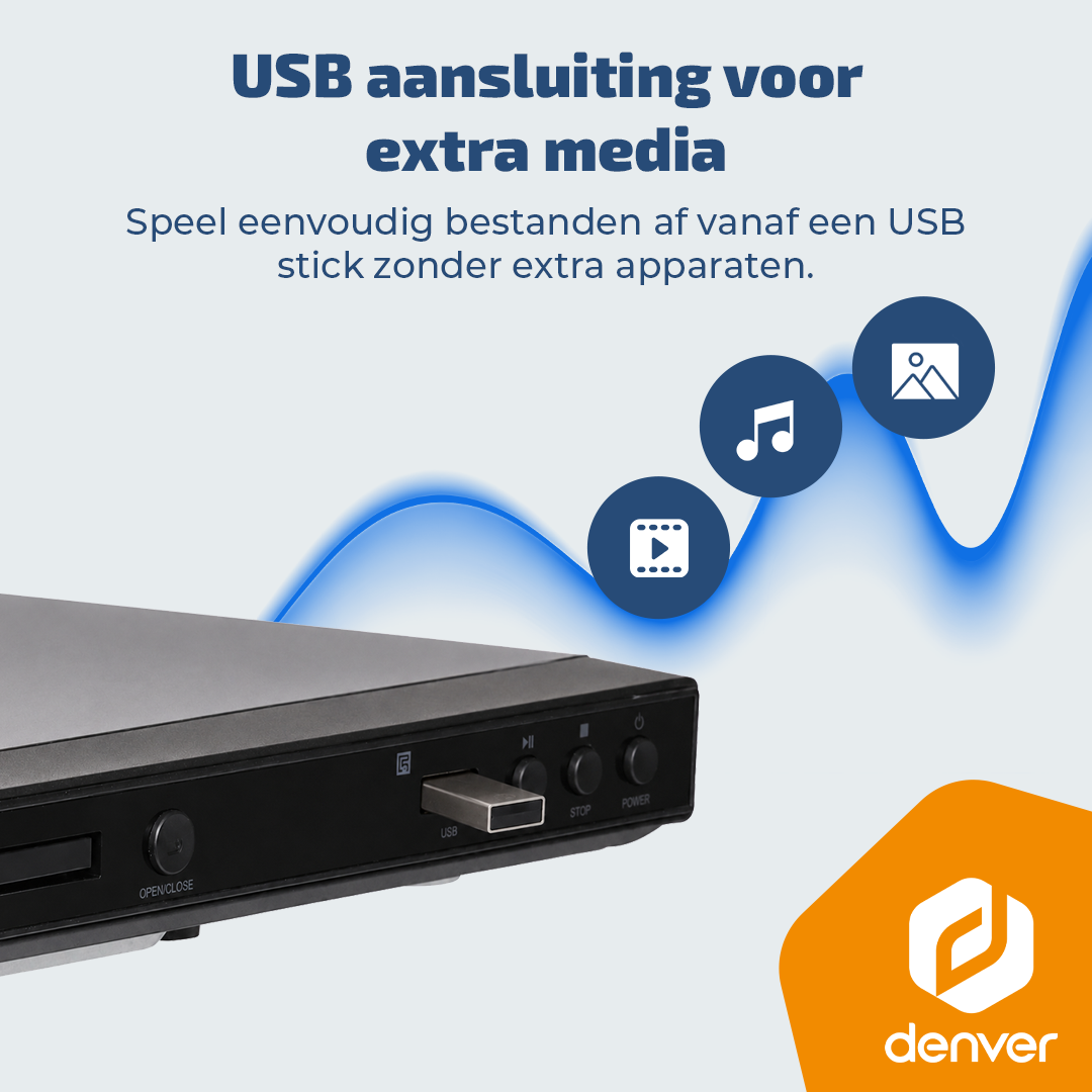 Ein DVD-Player mit USB-Anschluss für Medienwiedergabe.