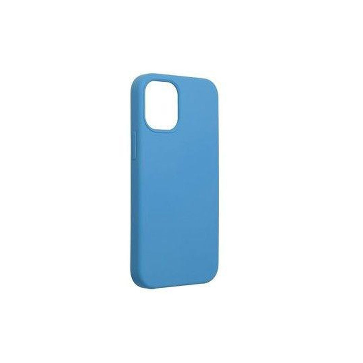 Una custodia blu per iPhone è mostrata su sfondo bianco.