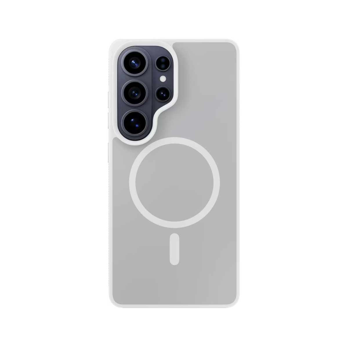 Custodia trasparente per telefono con gruppo fotocamera e anello magnetico.