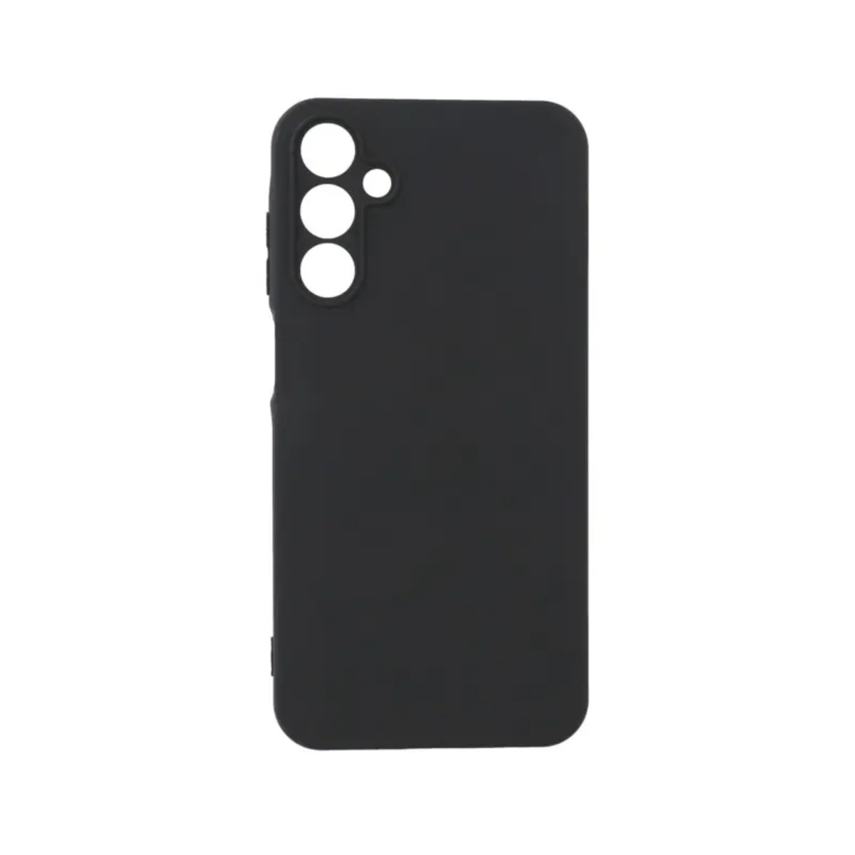 Custodia nera per telefono con ritagli per fotocamera e pulsanti.